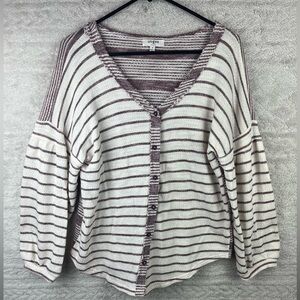 UMGEE Boho Oversized Tunic Top Small Button Down V-Neck Balloon Sleeves